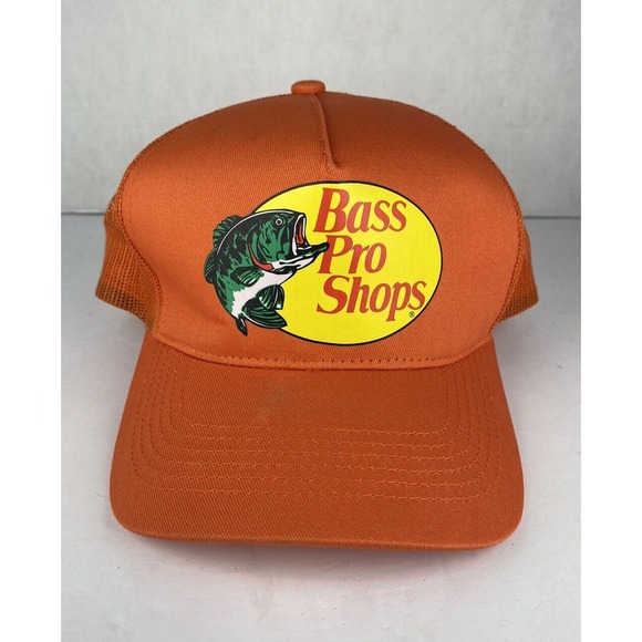 Bass Pro Shops Hat Orange Mesh Snapback Trucker Outdoor Bright - Picture 1 of 8